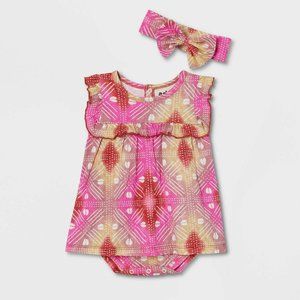 Black History Month Baby Child Bodysuit and Headband Set Pink Abstract 3-6M